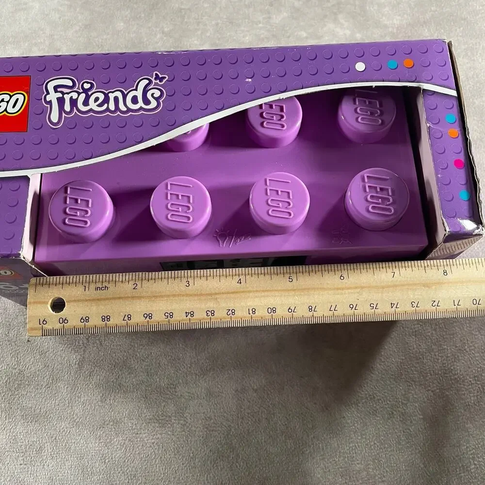 NOS LEGO Friends Brick Alarm Clock Purple Digital LCD 9009853 Girls Kids
